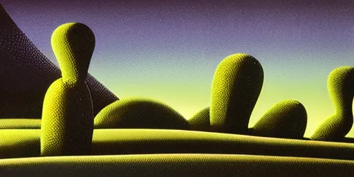 Prompt: a night landscape background, day of the tentacle, eyvind earle