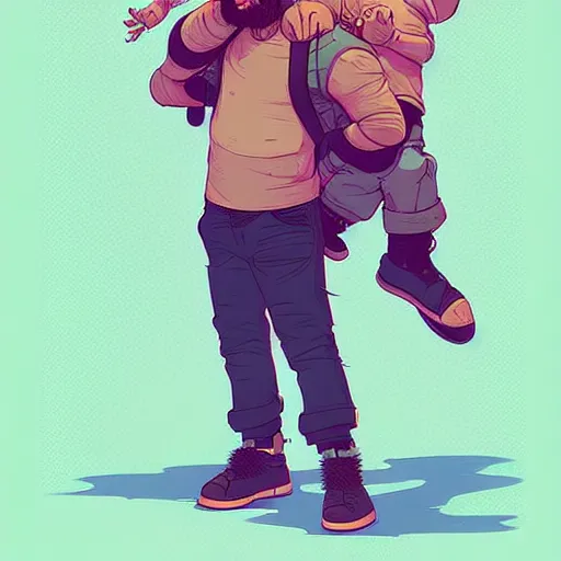 Image similar to illustration, a Love of a father and son, post grunge concept art by josan gonzales and wlop, highly detailed, intricate, sharp focus, Trending on Artstation HQ, deviantart