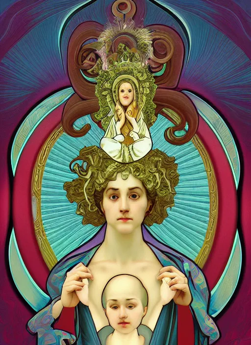 Image similar to holy cephalopod squid deity ascending into heaven digital painting in the style of Raphael and Mark Ryden and Alphonse Mucha