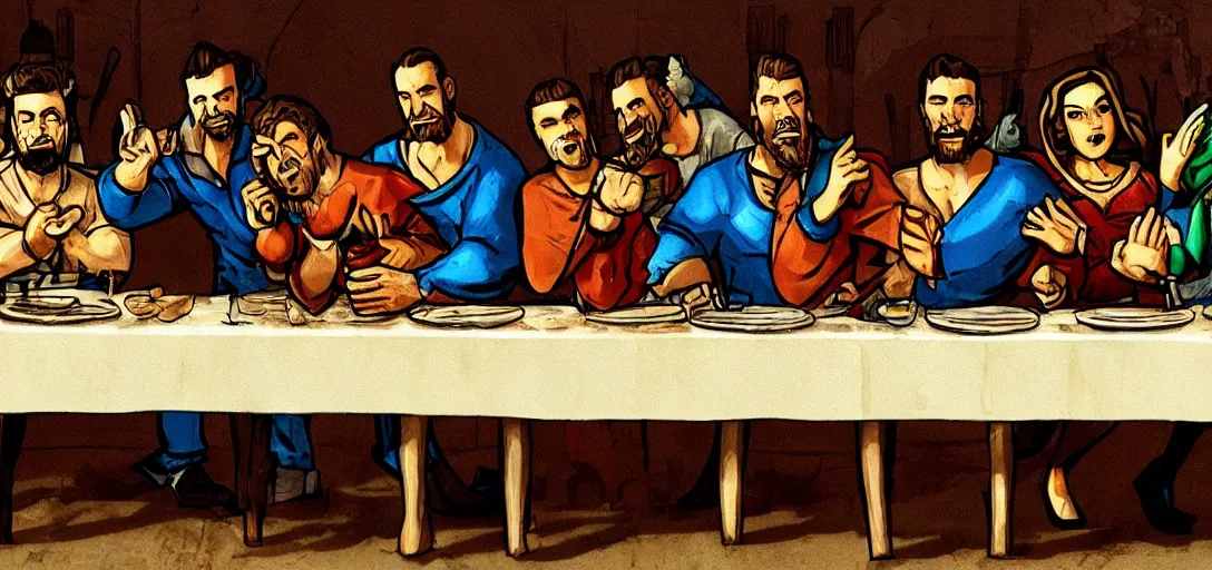 Prompt: The Last Supper but with Fallout characters