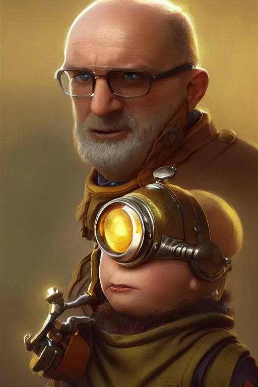 Image similar to Minion Putin, fantasy, portrait, highly detailed, digital painting, artstation, concept art, smooth, sharp focus, illustration, cinematic lighting, art by artgerm and greg rutkowski and alphonse mucha