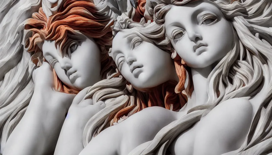 extremely beautiful anime girl marble statue in the, Stable Diffusion