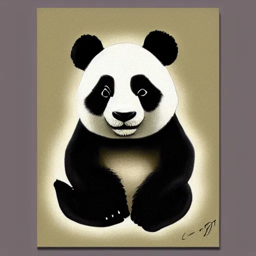 Image similar to a panda in the style of the famous artist