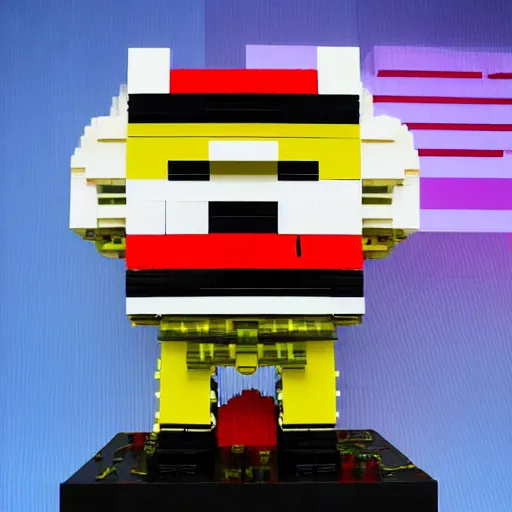 Image similar to a xi jinping lego statue, in the style of synthwave, auoroacore, power,