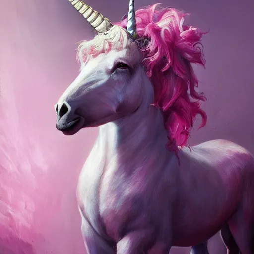 Prompt: A beautiful pink unicorn with a old goat, fantasy, portrait, oil on canvas, masterpiece, trending on artstation, cinematic composition, dramatic pose, beautiful lighting, sharp, details, hyper-detailed, HD, HDR, 4K, 8K