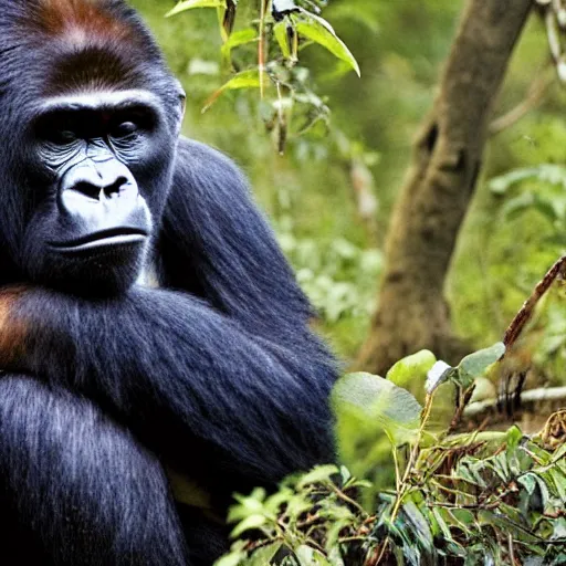 Prompt: National Geographic photo of half gorilla half human in the Australian bush