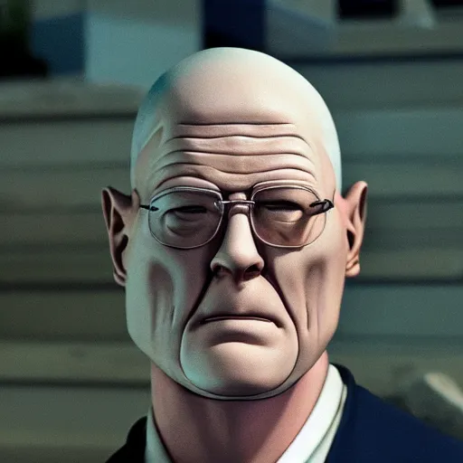 Image similar to Live Action Still of Hank Hill in Breaking Bad, real life, hyperrealistic, ultra realistic, realistic, highly detailed, detailed, very detailed, cool, ultra detailed, very realistic, trending on artstation, epic, HD quality, 8k resolution, body and headshot, film still, real, detailed face, very detailed face, real life, front face, front view, dramatic lighting, real