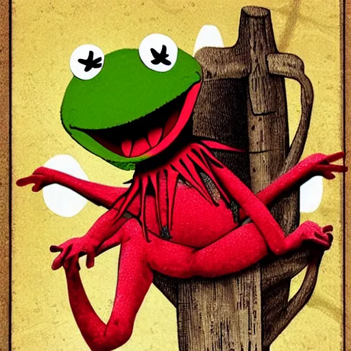 Image similar to Kermit the Frog as the devil