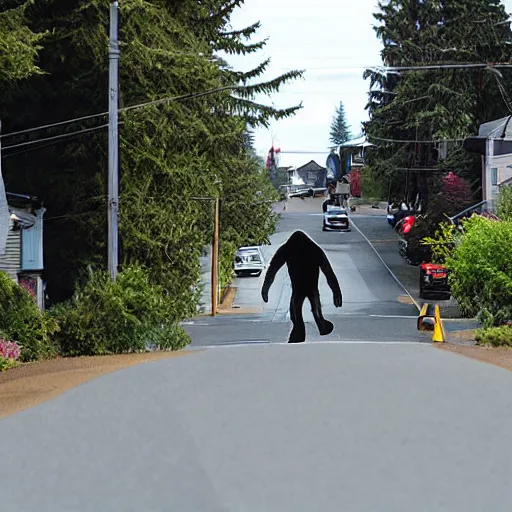 Image similar to bigfoot walking down the street in downtown Bremerton Washington