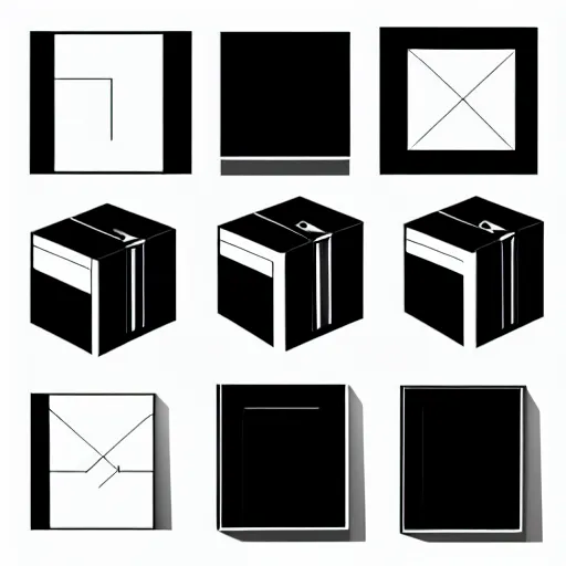 Prompt: box design modern black and white color scheme, zeff style