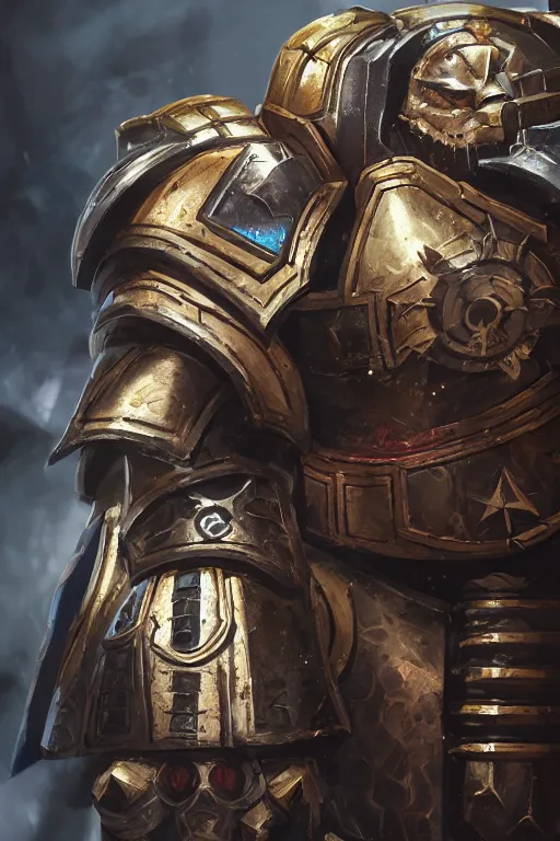 Image similar to armor portrait heros warhammer 4 0 k horus heresy fanart - the primarchs emperor by johannes helgeson animated with vfx concept artist & illustrator global illumination ray tracing hdr fanart arstation zbrush central hardmesh 8 k octane renderer comics stylized