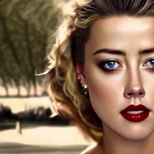 Prompt: Amber heard physically stepping ,steps on a tiny bee, photorealism, fake