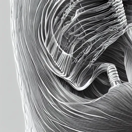 Image similar to detailed photorealistic artist's illustration of a myofibril muscle fibre mechanism, highly detailed, 4 k