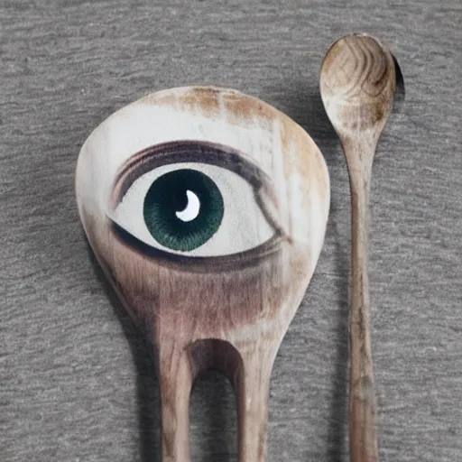 Image similar to a spoon with eyes and a smile and a tshirt