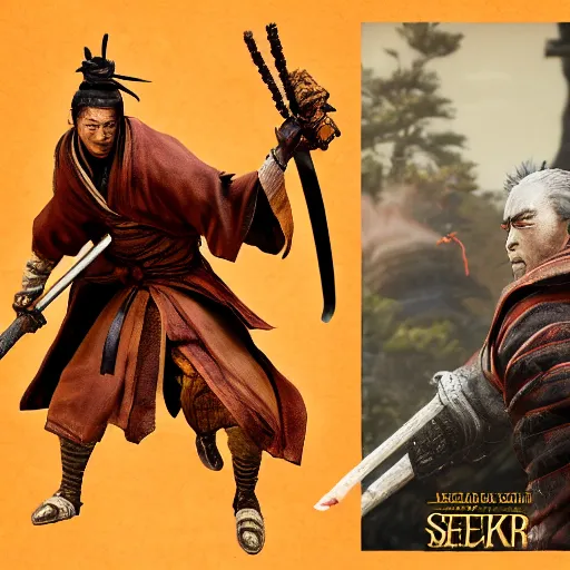 Image similar to Sekiro enemy as Joe Biden, dynamic pose, full body portrait