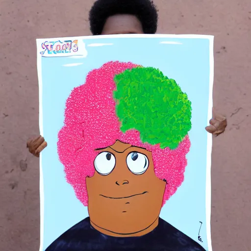 Image similar to patrick star with an afro