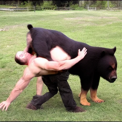 Prompt: manbearpig wrestling with al