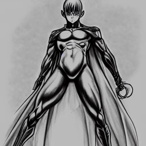 Image similar to sketch of femto from the anime berserk, style of kentaro miura, black and white sketch, trending on artstation