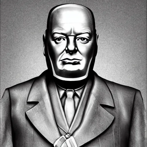 Image similar to winston churchill as iron man, highly detailed, full length portrait, photorealistic face, hd