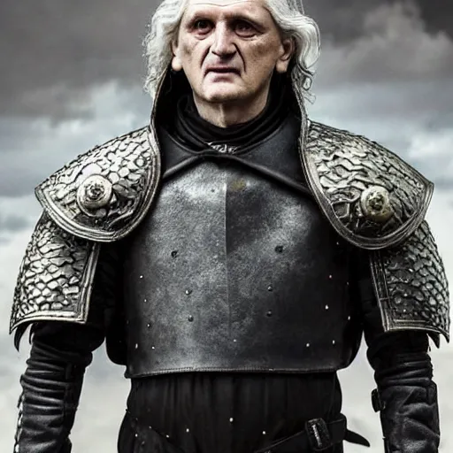 Prompt: Oleg Tinkoff as aemon targaryen wearing a dragon armor, realistic, art