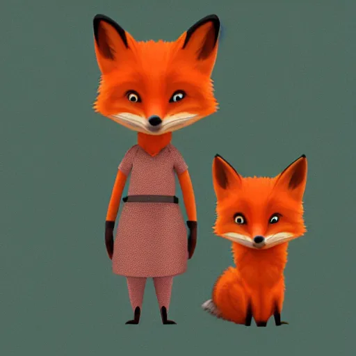 Prompt: [ 2 red fox, in the style of pixar, character art, movie still