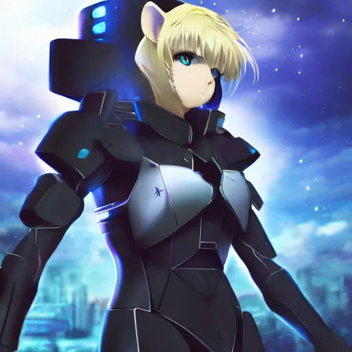 Image similar to beautiful image of saber from fate / stay night inside of a plug suit with fennec ears, high details, high resolution, noise filtered, artstation, 4 k, highly detailed, high quality