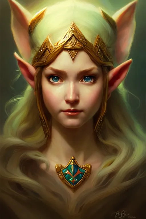 Image similar to elf princess zelda portrait, beautiful face by bayard wu, anna podedworna, gaston bussiere, greg rutkowski