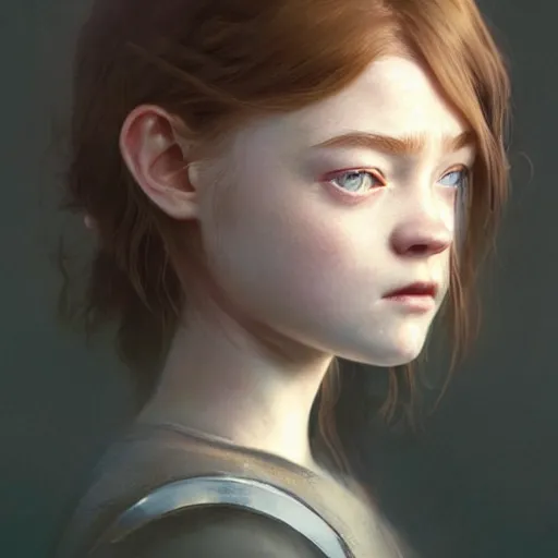 Image similar to a highly detailed epic cinematic concept art CG render digital painting artwork: 20-year-old Sadie Sink. By Greg Rutkowski, Ilya Kuvshinov, WLOP, Stanley Artgerm Lau, Ruan Jia and Fenghua Zhong, trending on ArtStation, subtle muted cinematic colors, made in Maya, Blender and Photoshop, octane render, excellent composition, cinematic atmosphere, dynamic dramatic cinematic lighting, precise correct anatomy, aesthetic, very inspirational, arthouse