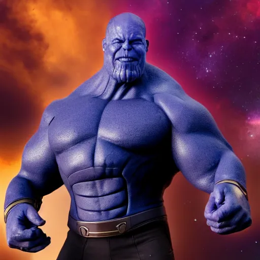 Image similar to thanos body with elon musk head, highly detailed, high quality, hd, 4 k, 8 k, canon 3 0 0 mm, professional photographer, 4 0 mp, lifelike, top - rated, award winning, realistic, sharp, no blur, edited, corrected, trending