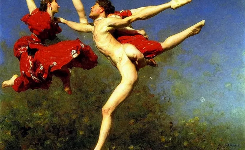 Prompt: high quality high detail painting by ilya repin, a couple flying, hd
