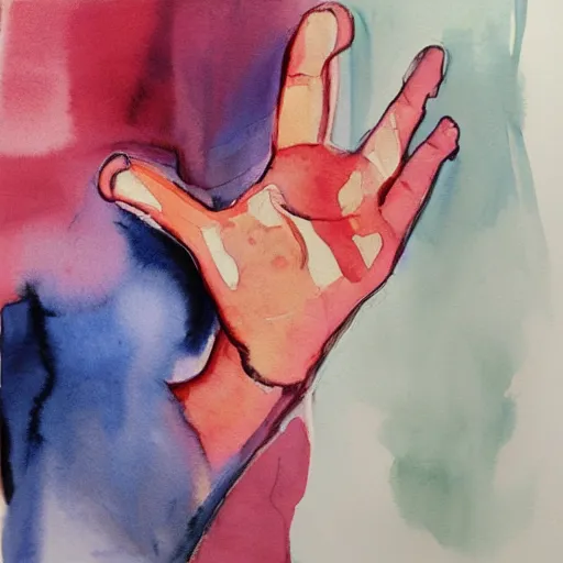 Prompt: watercolor hand by marlene dumas