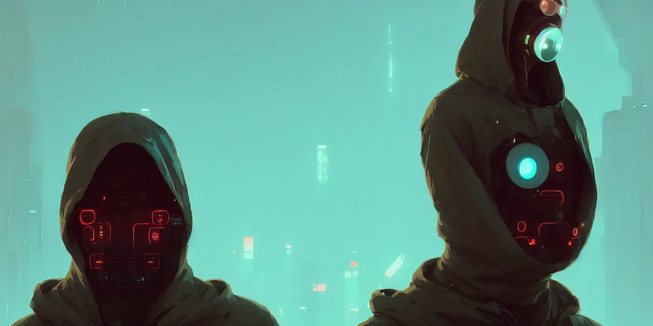 Image similar to cyberpunk synth, hyper - realistic portrait of a man in a hoodie, cyberpunk, by atey ghailan, by greg rutkowski, by greg tocchini, by james gilleard, by joe fenton, by kaethe butcher, dynamic lighting, gradient light blue, brown, blonde cream and white color scheme, grunge aesthetic