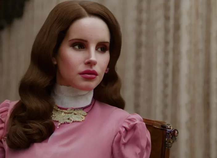 Image similar to a film still closeup of lana del rey in the grand budapest hotel ( 2 0 1 4 )