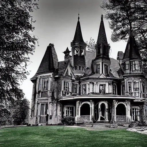 Prompt: a twisting haunted mansion