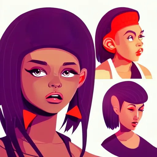 Image similar to 2 d character design, female rapper, vector art, digital art, portrait, 4 k, 8 k, sharp focus, smooth, illustration, concept art, music artist