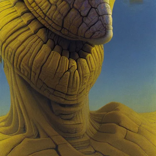 Image similar to Angry Cobalt Ram Portrait, dark fantasy, yellow, artstation, painted by Zdzisław Beksiński and Wayne Barlowe