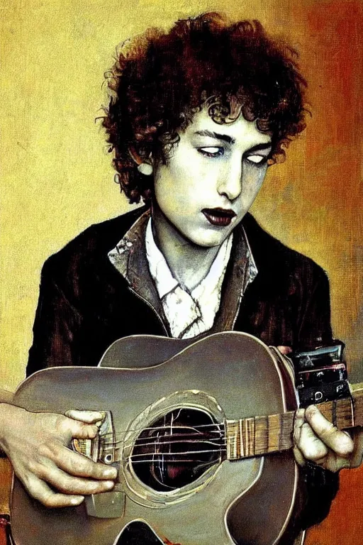 Image similar to “portrait of young bob dylan, by Norman Rockwell”