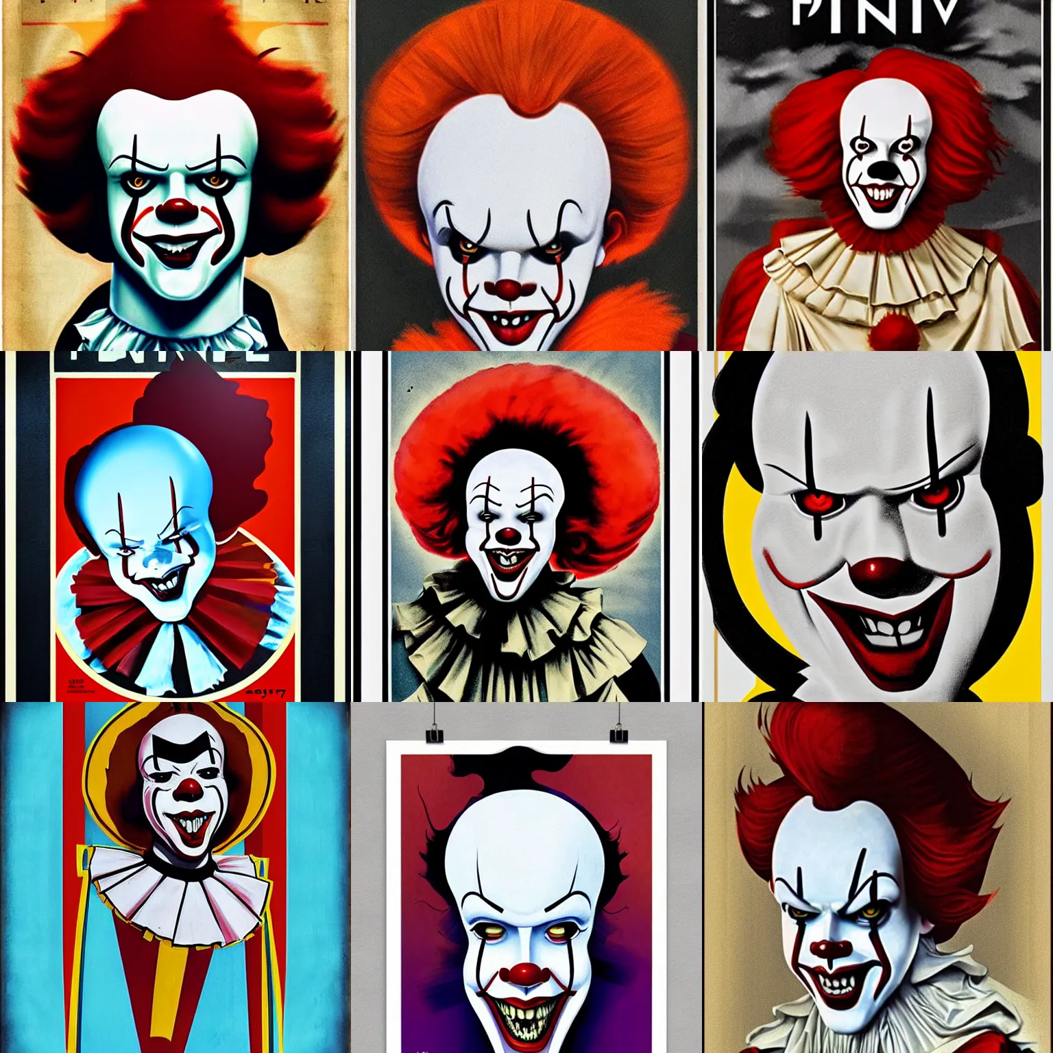 Prompt: art deco poster of pennywise
