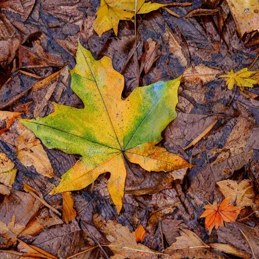 Prompt: wet leaves