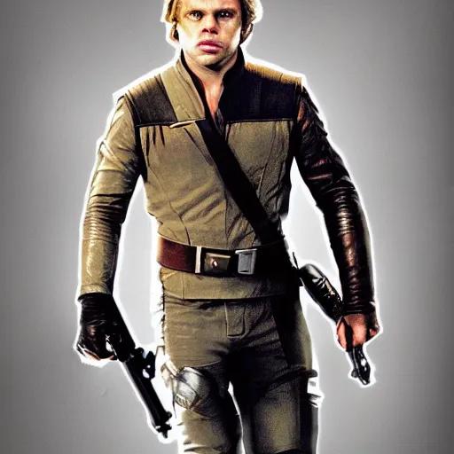 Prompt: Sebastian Stan as Luke Skywalker