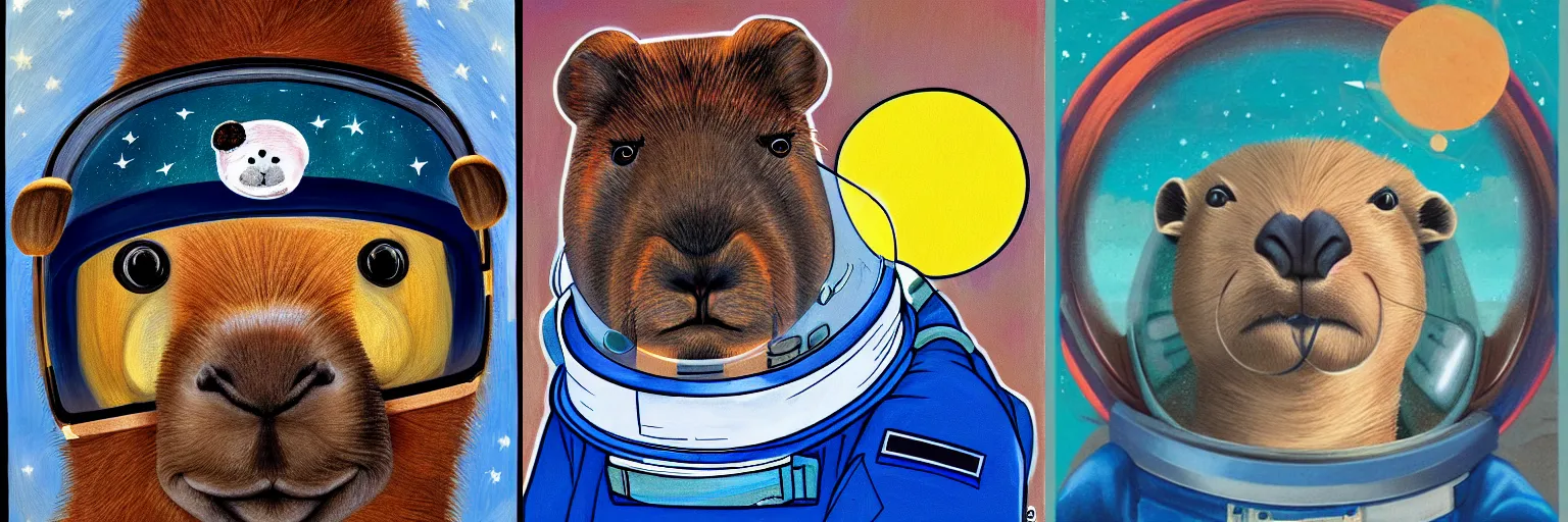 Prompt: Portrait of a Capybara Astronaut