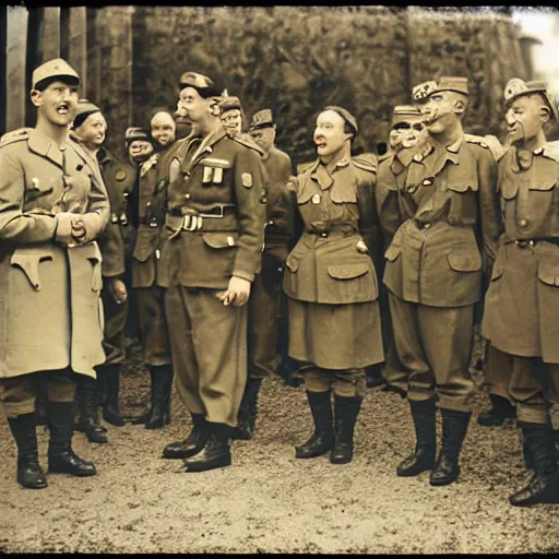 Image similar to gender reveal party with german soldiers in nazi uniform, 1 9 4 3 paris, colored photography, highly detailed scan
