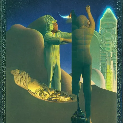 Image similar to 👨🏽🚀 🧬 by james c. christensen and maxfield parrish