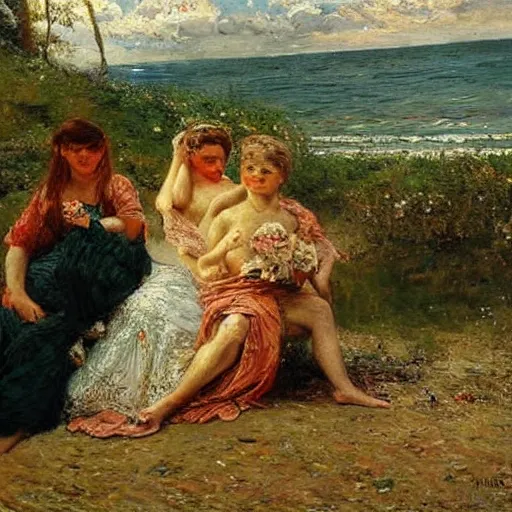 Prompt: The last day in paradise, oil on canvas, 1883