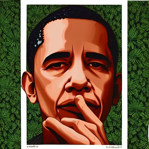 Image similar to obama and marijuana by kehinde wiley