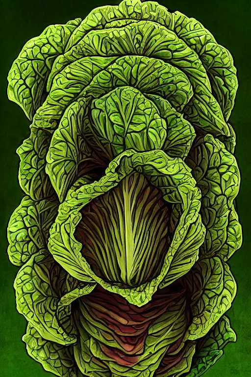 Image similar to cabbage man, symmetrical, highly detailed, digital art, sharp focus, trending on art station, anime art style