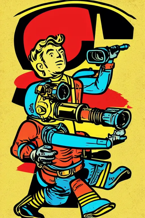 Image similar to fallout 7 6 retro futurist illustration art by butcher billy, sticker, colorful, illustration, highly detailed, simple, smooth and clean vector curves, no jagged lines, vector art, smooth andy warhol style