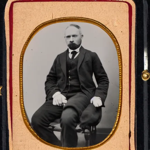 Image similar to cabinet card photo of an open casket funeral