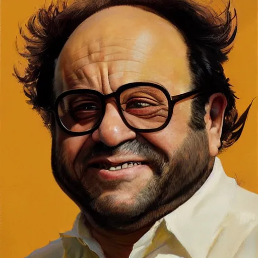 Image similar to greg manchess portrait painting of danny devito as wolverine, medium shot, asymmetrical, profile picture, organic painting, sunny day, matte painting, bold shapes, hard edges, street art, trending on artstation, by huang guangjian and gil elvgren and sachin teng