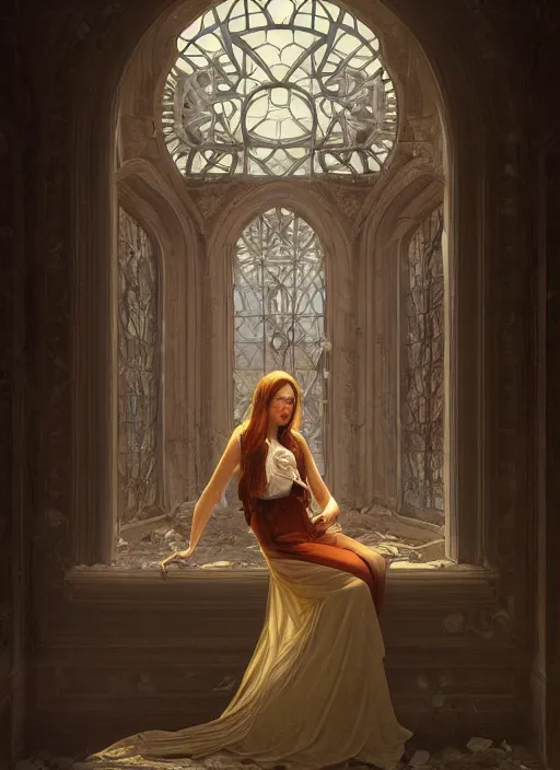 Prompt: perfectly - centered - portrait of a beautiful lady inside abandoned asylum, light comes from the window, intricate, highly detailed, digital painting, artstation, concept art, smooth, sharp focus, illustration, unreal engine 5, 8 k, art by artgerm and greg rutkowski and alphonse mucha